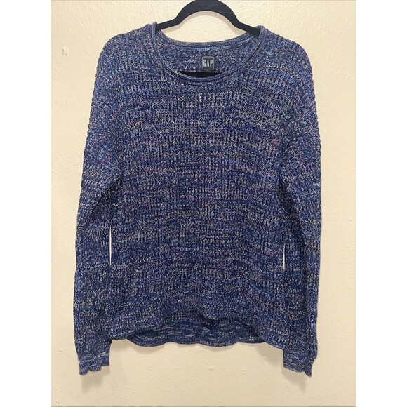 GAP Womens  Large Blue‎ Multicolor Knit Crew Neck Long Sleeve Sweater - Picture 3 of 5